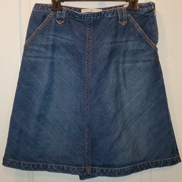 Tommy Hilfiger Dresses & Skirts - Vintage Tommy Hilfiger Y2K A-line Zip up classic denim skirt – 12